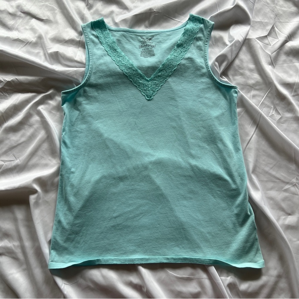 Faded Glory mint lace trim tank top